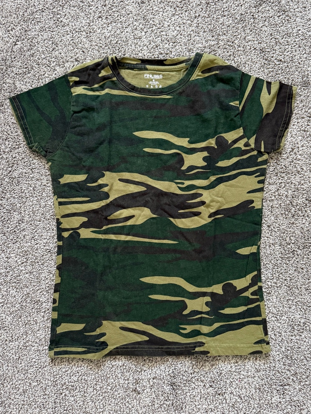 FINL365 Green Camo Print Short Sleeve T-Shirt